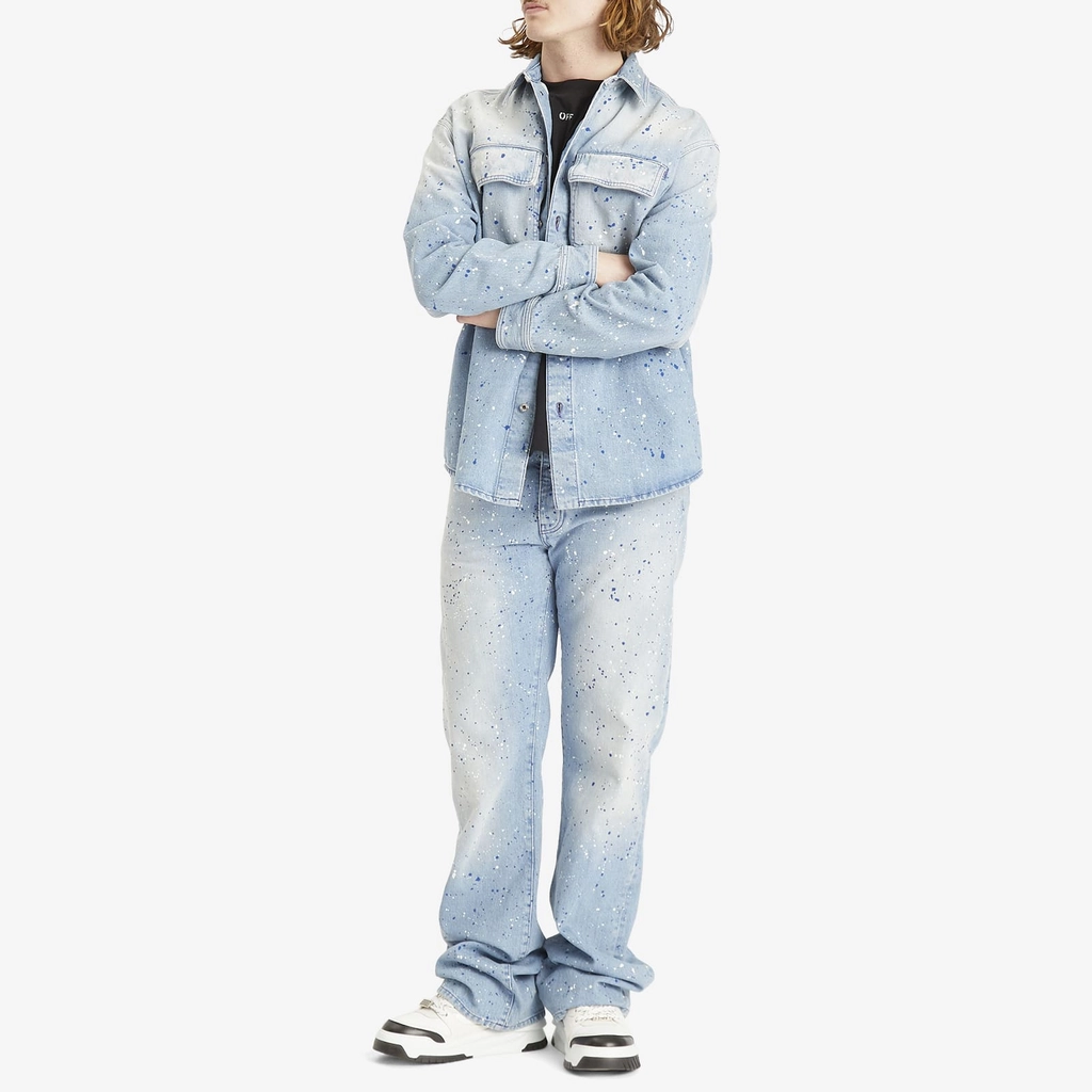 Off White Men's Paint Den Military Shirt Navy Blue